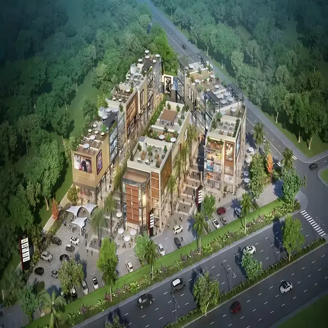 Adani Oyster Arcade — aerial view of the SCO blocks (design render)