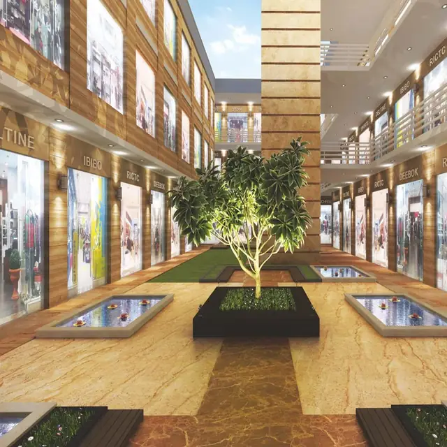 Brisk 3X Crossing — tree-lined internal courtyard (design render)