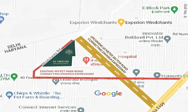 Brisk 3X Crossing — location map, Sector 109