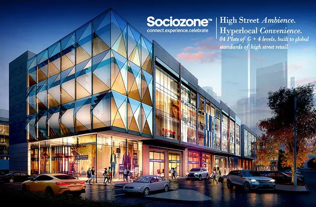 Capital One Global - illuminated corner building at dusk (design render)