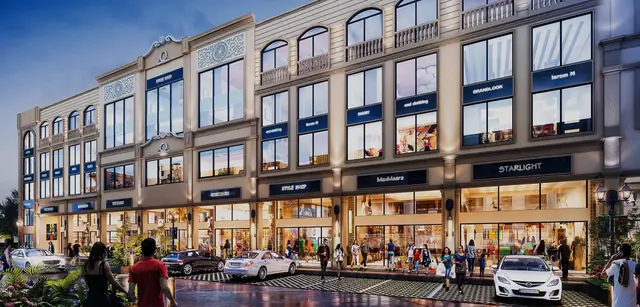 DLF Alameda Central 73 — storefront elevation of the SCO row (design render)