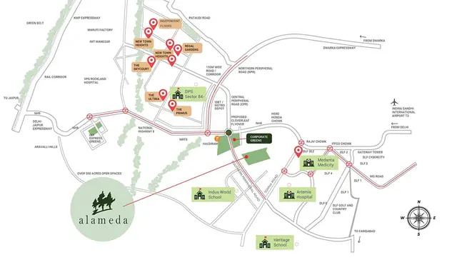 DLF Alameda Central 73 — location map, Sector 73 off SPR