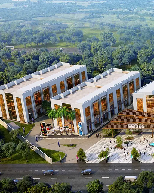 Emaar EBD 65 — close aerial of the SCO blocks (design render)