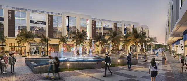 Emaar EBD 75A — SCO elevation with fountain promenade (design render)
