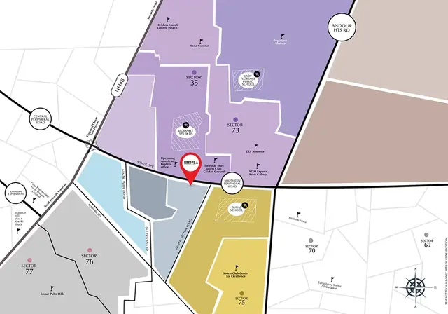 Emaar EBD 75A — location map, Sector 75A on SPR