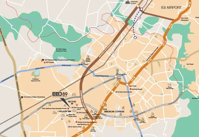Emaar EBD 89 - location map, Sector 89