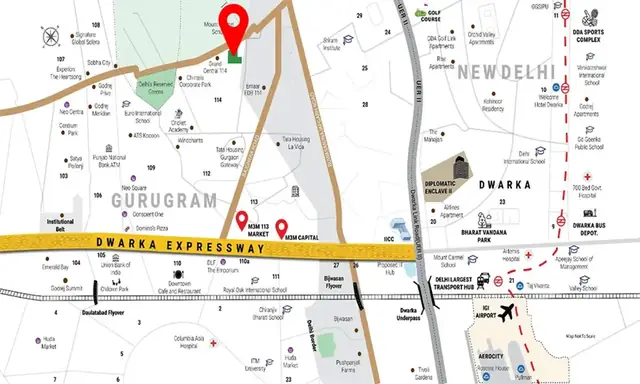 M3M 114 Market - location map, Sector 114 on Dwarka Expressway