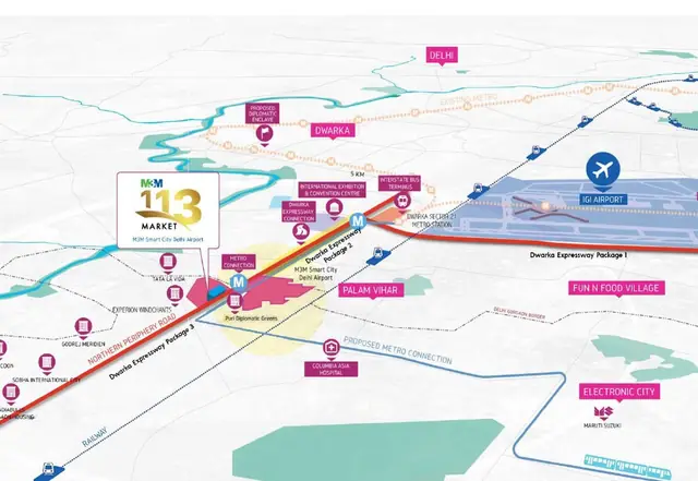 M3M Market 113 - location map, Sector 113 on Dwarka Expressway