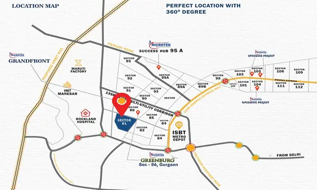 Microtek Grandfront 81 - location map, Sector 81
