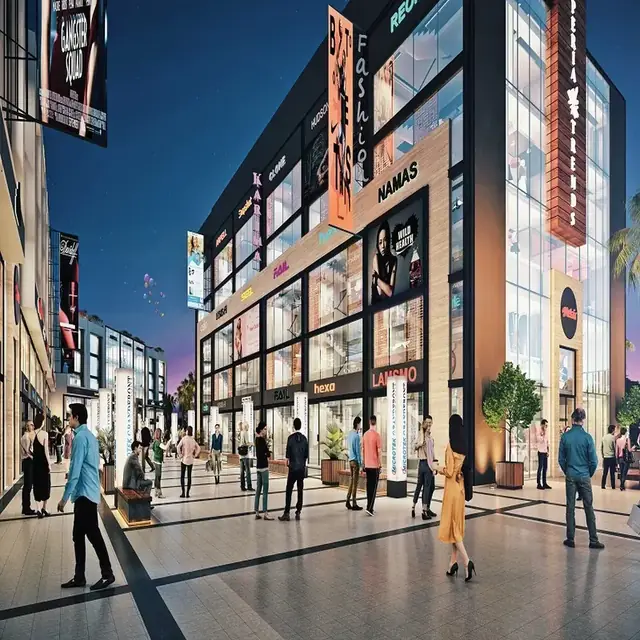 Microtek Grandfront 81 - high-street view at dusk (design render)