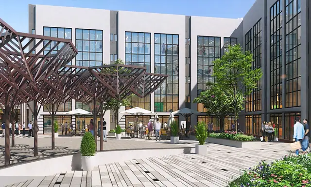 Orris Gateway - landscaped central plaza with pergolas (design render)