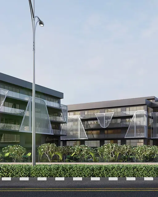 Raheja SCO Plots - street view of the SCO blocks (design render)