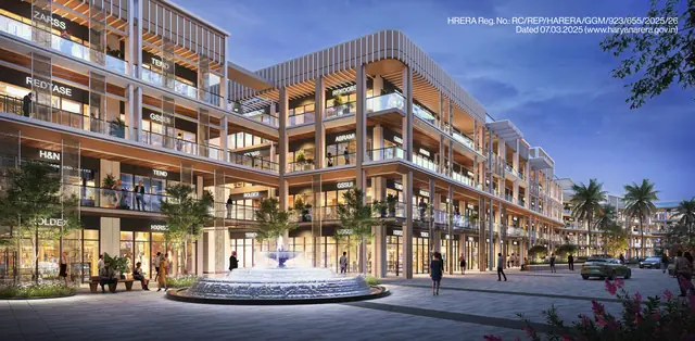 Reach Bazaria 68 — retail street with central fountain (design render)