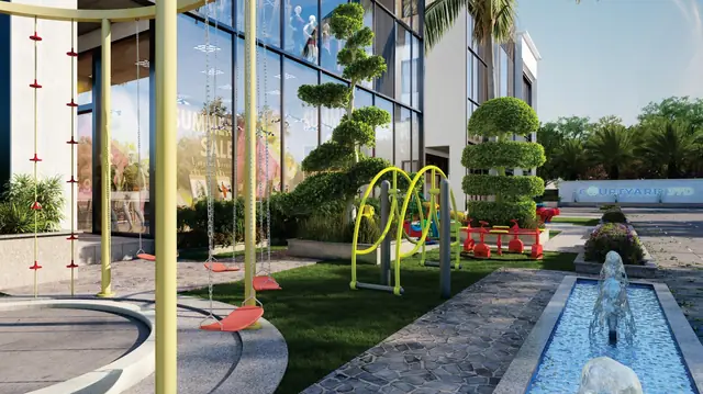Royal Green Courtyard 37D — play park and water feature (design render)