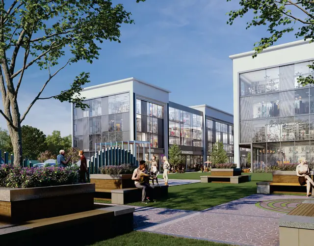 Royal Green Courtyard 37D — seating plaza and green court (design render)