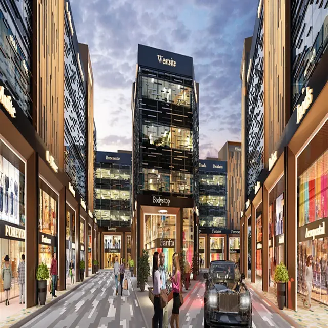 Signature Global SCO 37D — tree-lined retail street (design render)